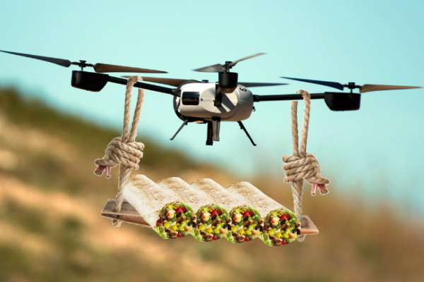 Commercial drones carry burrito